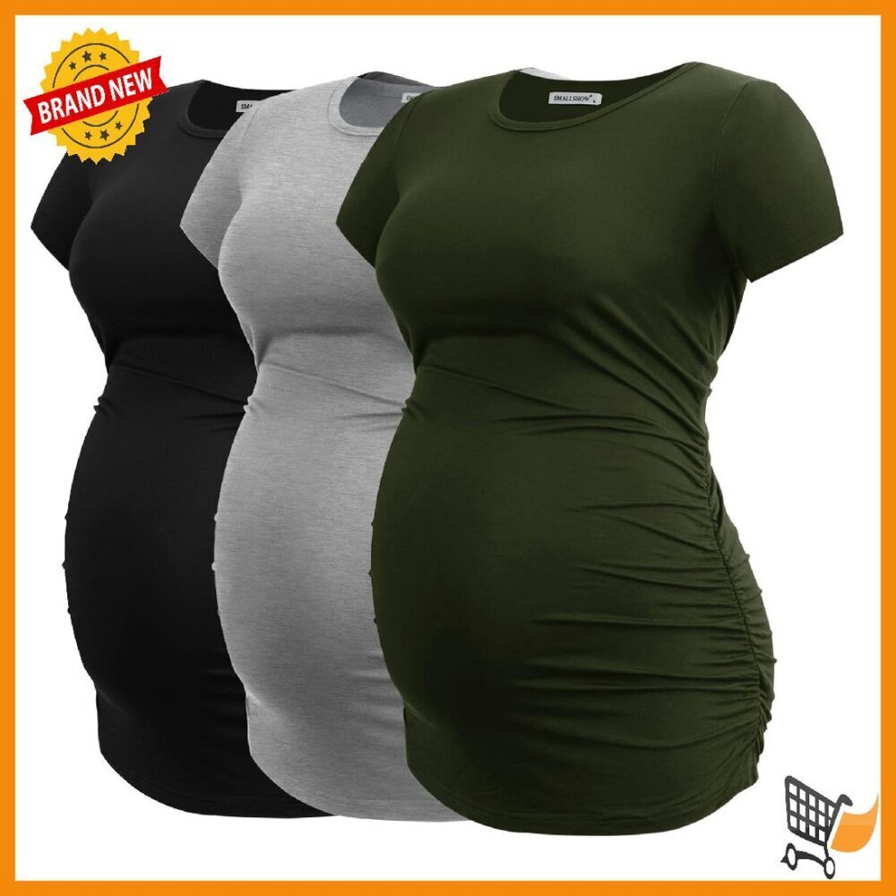 Maternity Side Ruched Tunic Tee - Rayon Spandex - Sizes S-XXL